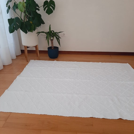 Grand tapis blanc pur / tapis de chambre d'enfant / tapis en coton