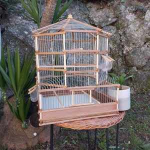 View of Natural Vintage Bird Cage / Handmade Bird Cage / Rustic Cage / Canary ...