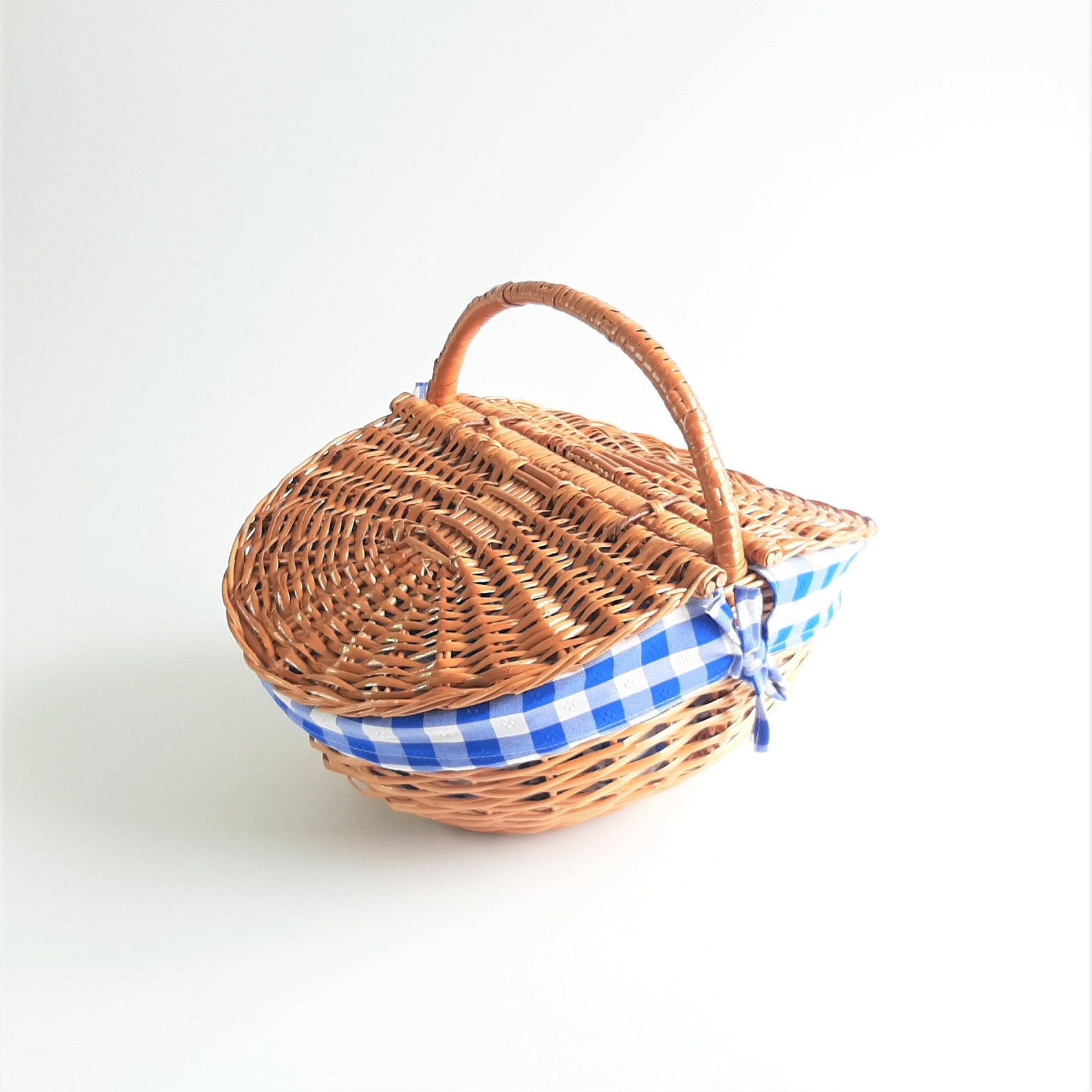 Oval Wicker Picnic Basket / Picnic Basket with Lid / Camping Etsy