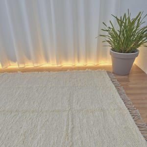 Extra Large Cream Rug With Tassels 200x300cm / Recycled Cotton Rug / Soft Rug / Handwoven Area Rug / Rugs for Living Room / Robust Rug image 2