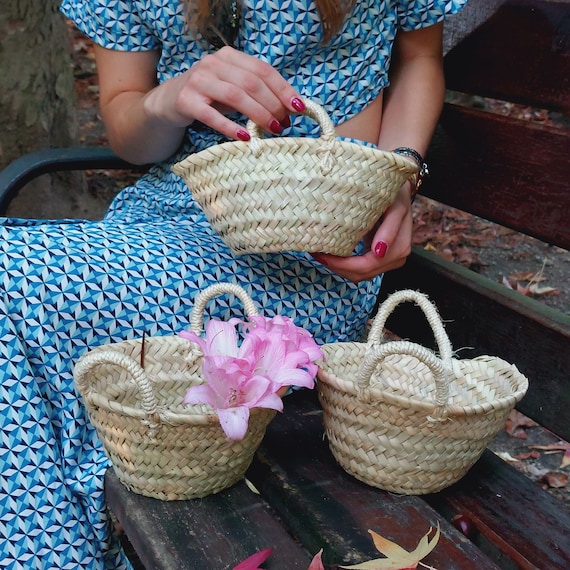 Conjunto de 3 mini cesta de flores / cesta boho / bolsa de cesta