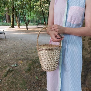 Small Wicker Handbag / Vintage Basket / Jane Birkin Basket / Wicker Bag / Summer Bag / Basket Purse / Vintage Purse / Handmade Baskets image 6