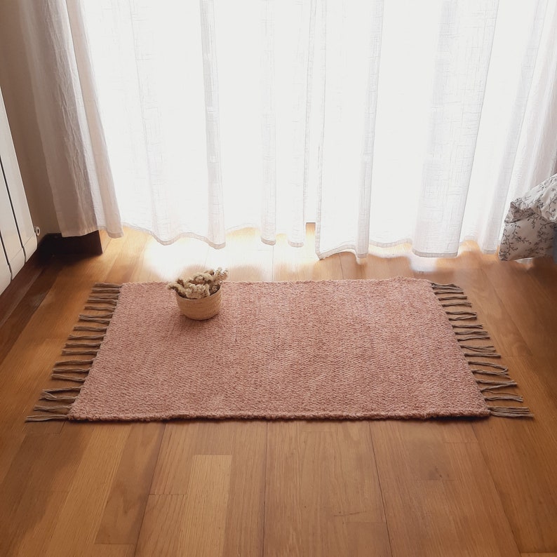 Mini Pastel Pink Rug / Handwoven Rug / Entry Rug / Bathroom Rug / Bath ...