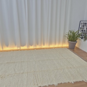 Extra Large Cream Rug With Tassels 200x300cm / Recycled Cotton Rug / Soft Rug / Handwoven Area Rug / Rugs for Living Room / Robust Rug image 7