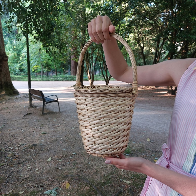 Small Wicker Handbag / Vintage Basket / Jane Birkin Basket / Wicker Bag / Summer Bag / Basket Purse / Vintage Purse / Handmade Baskets image 2