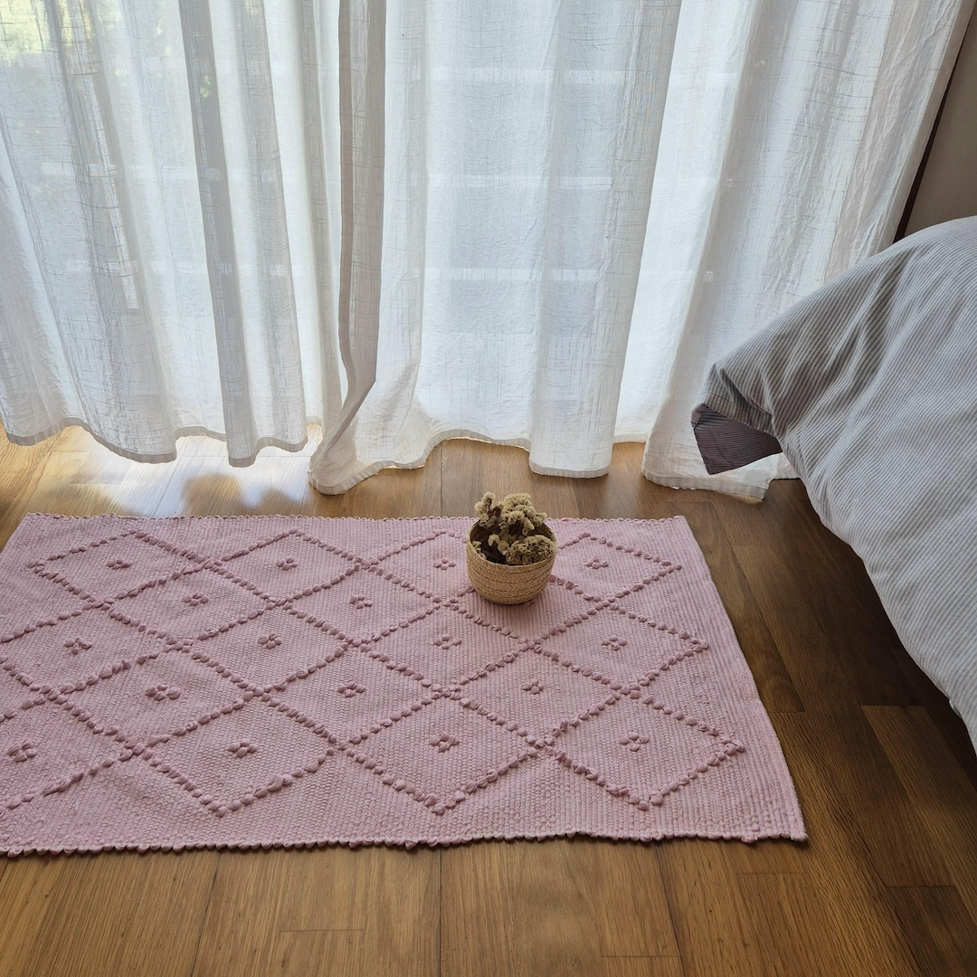 Small Light Pink Rug 50x100cm / Cotton Rug / Bathroom Rug / Kids Room ...