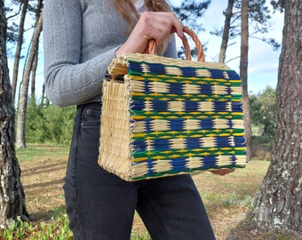 Summer Bag / Colorful Bag / Reed Straw Bag / Market Bag / Portuguese Basket / Straw Bag / Straw Purse / Vintage Bag / Market Basket Bag