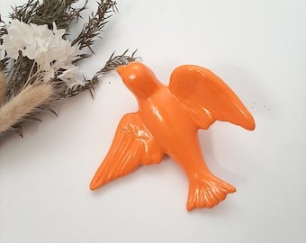 Hand Painted Orange Swallow / Traditional Ceramic / Ceramic Swallow / Ceramic Wall Decor / Ceramic Bird / Wall Decor /Funny Gift / Cute Gift