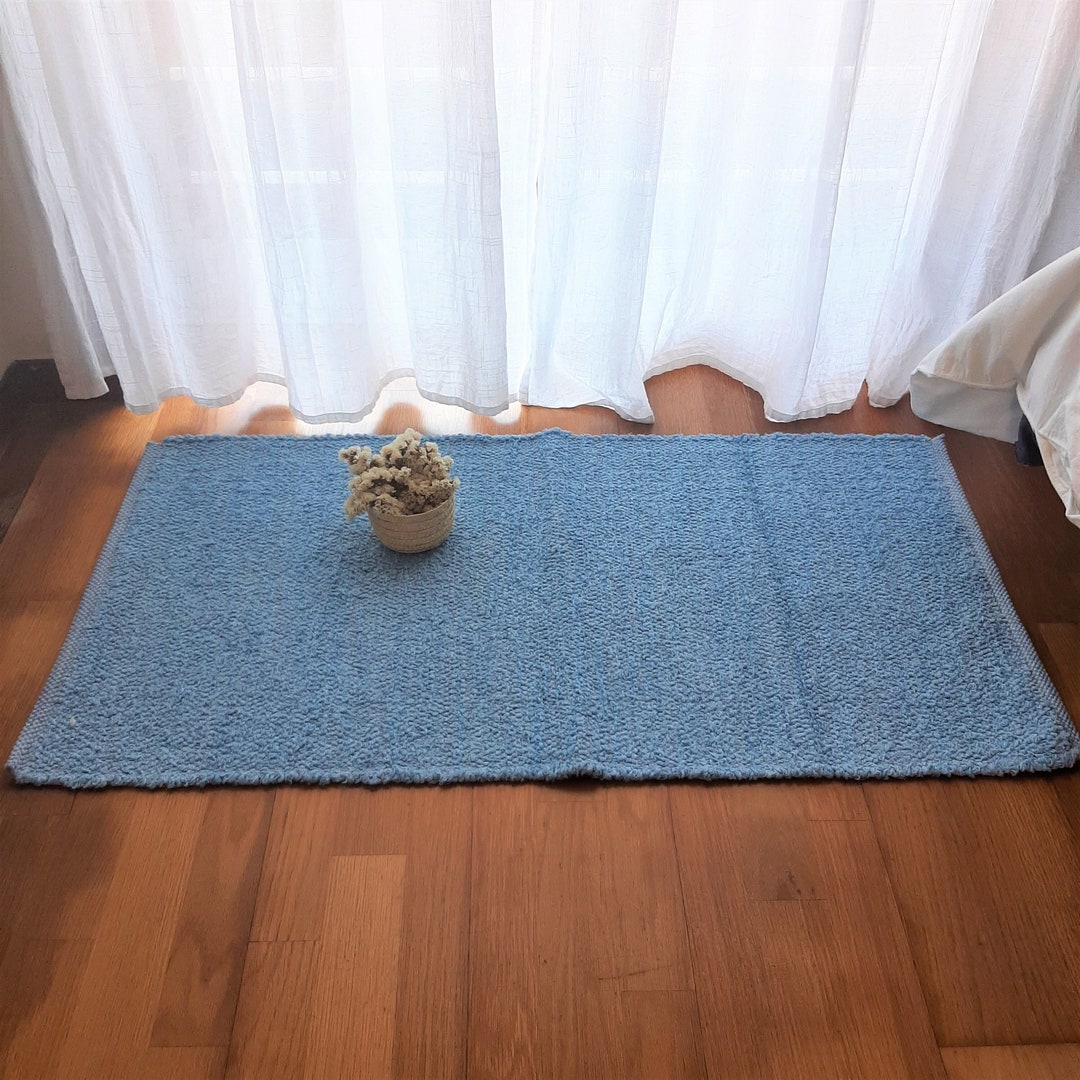 Small Baby Blue Rug / Kids Room Rug / Bedside Rug / Washable Etsy