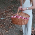 Wicker Picnic Basket / Picnic Basket with Lid/ Vintage Picnic Basket / Outdoor Basket / Picnic Storage Basket / Beach Basket / Easter Basket product logo