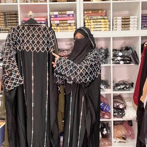 Butterfly style Dubai abaya with stone work.Abaya for plus size Muslim outfits Eid dress abya islamic outfit long sleeve dress