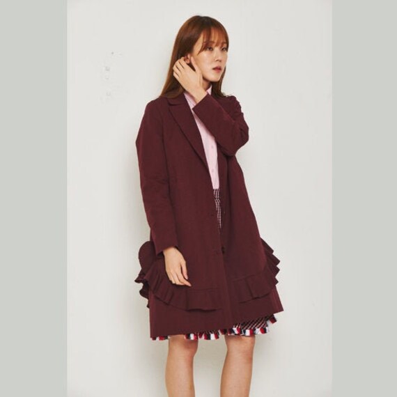 Ruffle Hem Trench Coat Women Trenchcoat 2020 Fall Outer