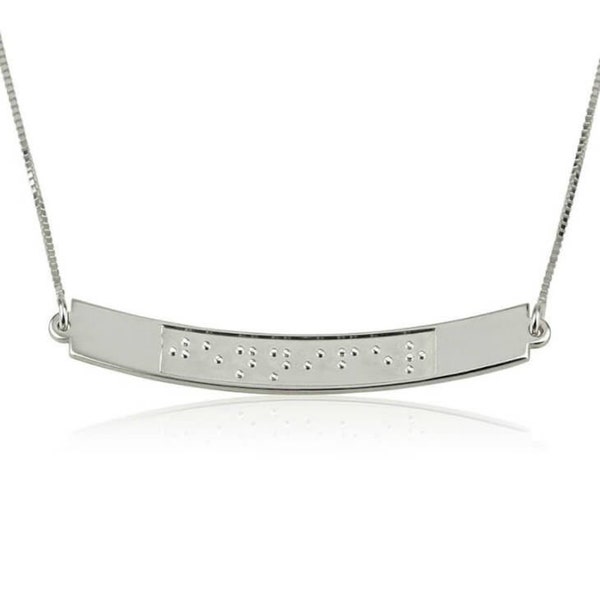 Customizable Curved Braille Necklace- Necklace For Vision Impaired- Braille Necklace