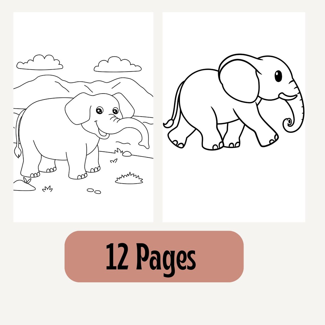 12 Cute Elephant Coloring Pages for Kids & Adults - Printable PDF ...