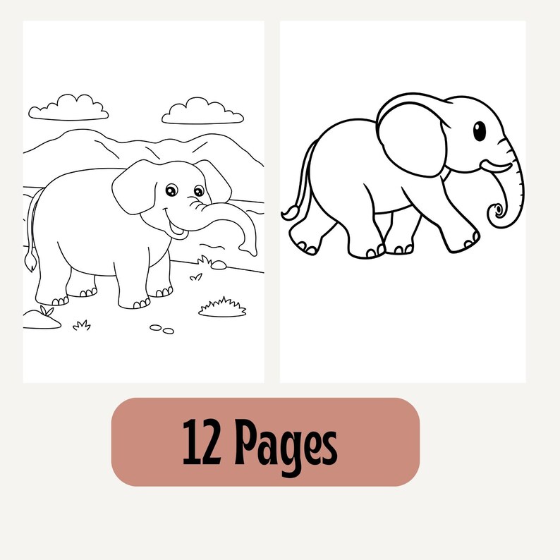 12 Cute Elephant Coloring Pages for Kids & Adults - Printable PDF ...