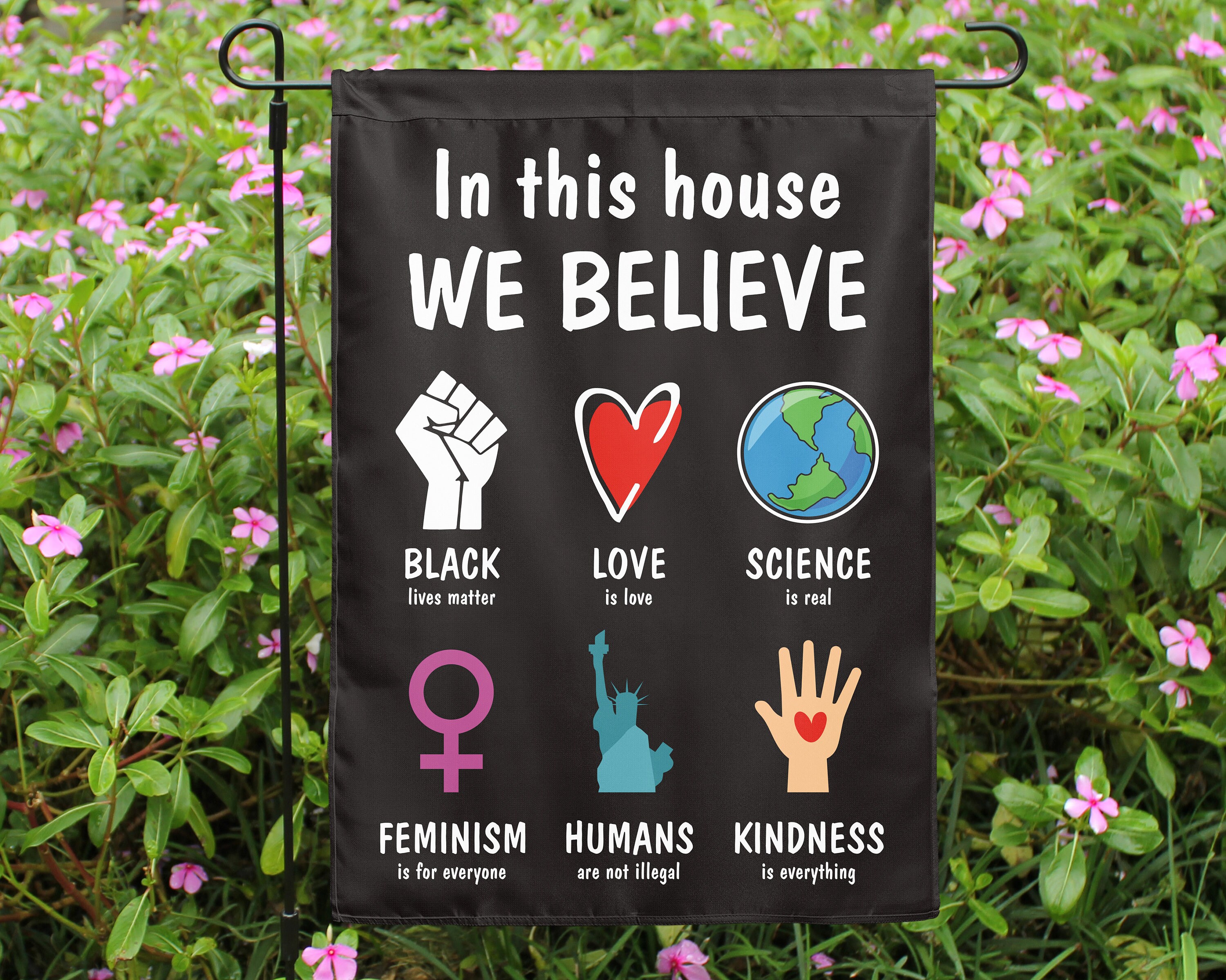 USA In This House We Believe Black Lives Matter Garden House Double S…