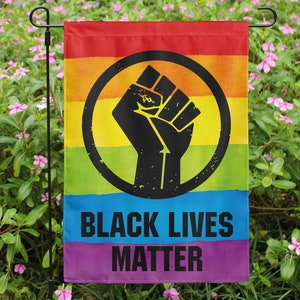 BLM Rainbow Pride Garden Flag: Double Sided Polyester Outdoor Banner