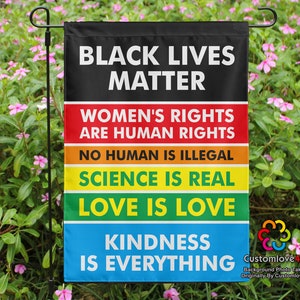 Black Lives Matter Garden Flag: Rainbow Pride, Tolerance, Waterproof