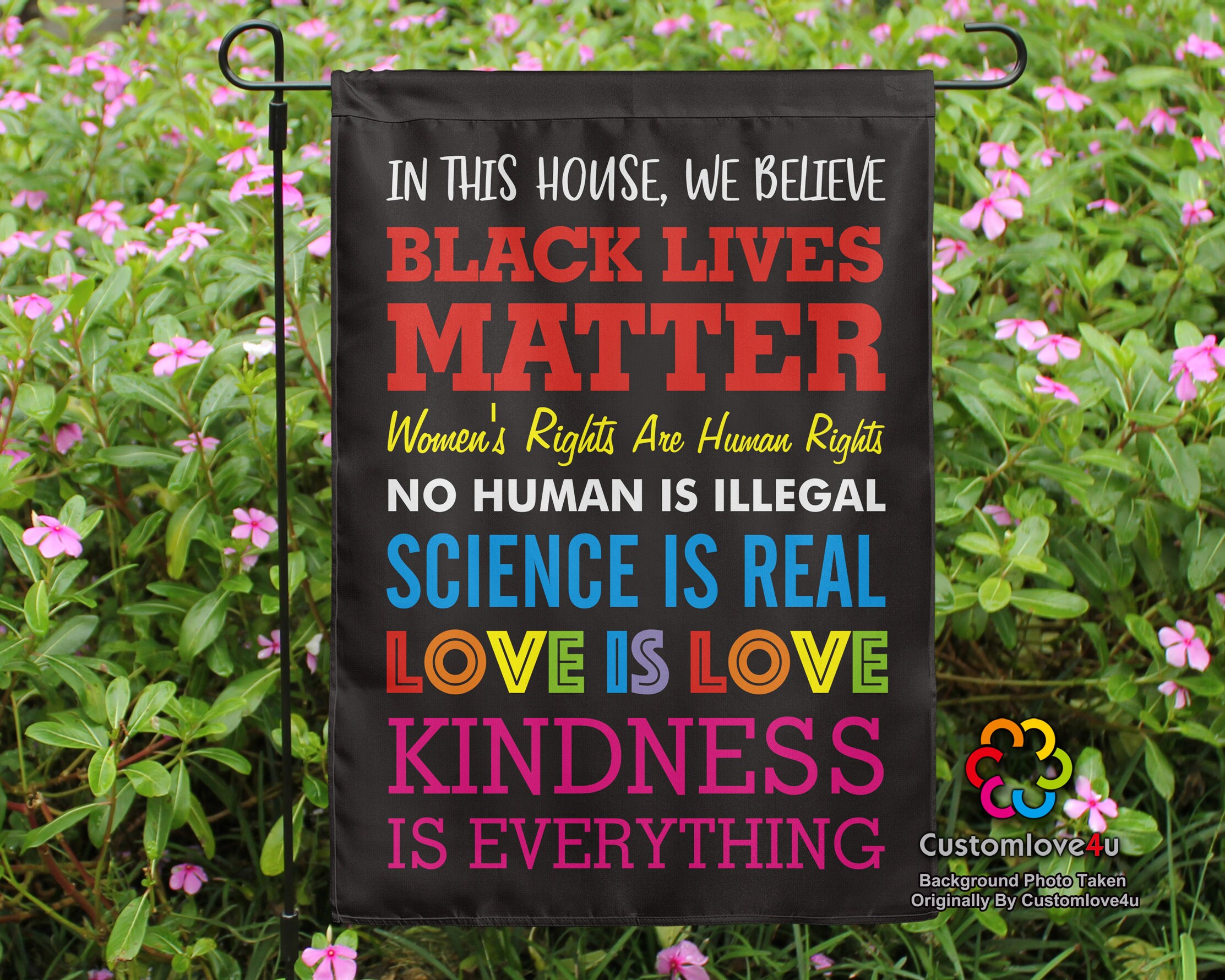 USA In This House We Believe Black Lives Matter Garden House Double S…