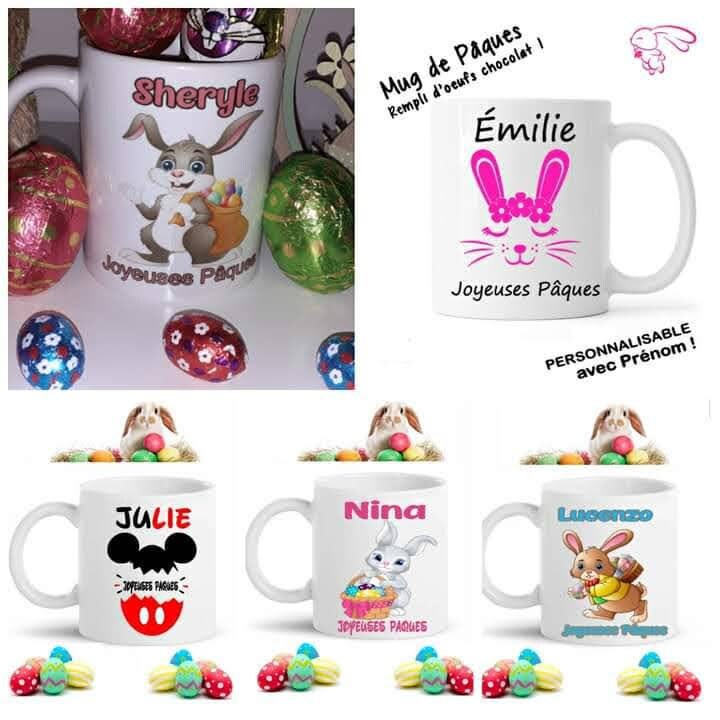 Mug de Pâques Personnalisé avec Chocolats