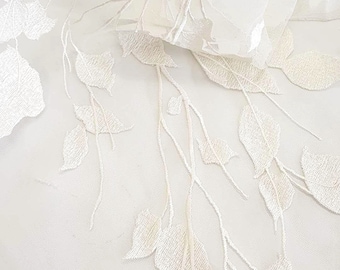 Ivory wedding embroidery lace fabric, Romantic bridal lace, Evening dress lace,High quality embroidery lace