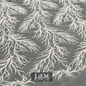 High-end Embroidery lace, Ivory sequins embroidery lace for wedding and Evening dress, Bridal lace fabric, By the Half Yard image 5