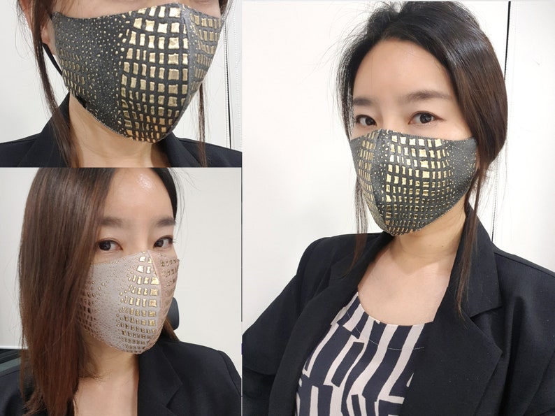 Animal face mask with filter pocket Crocodile skin pattern Etsy