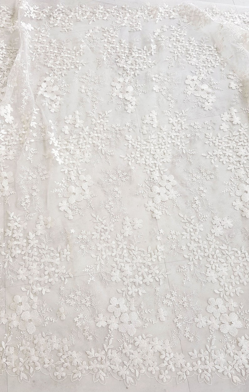 Bridal Lace Ivory Wedding Embroidery Fabric Evening Dress Etsy