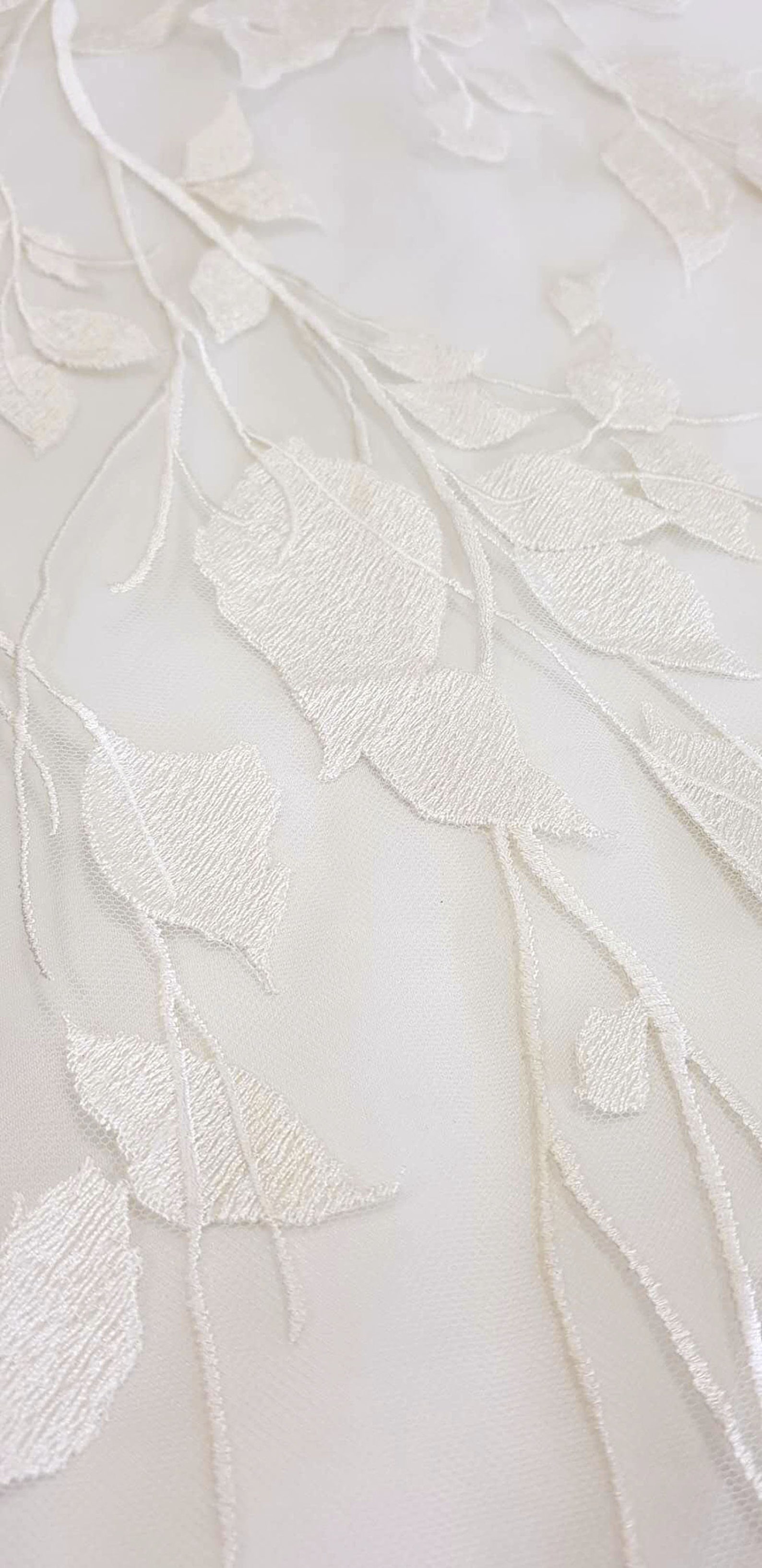 Ivory Wedding Embroidery Lace Fabric, Romantic Bridal Lace, Evening
