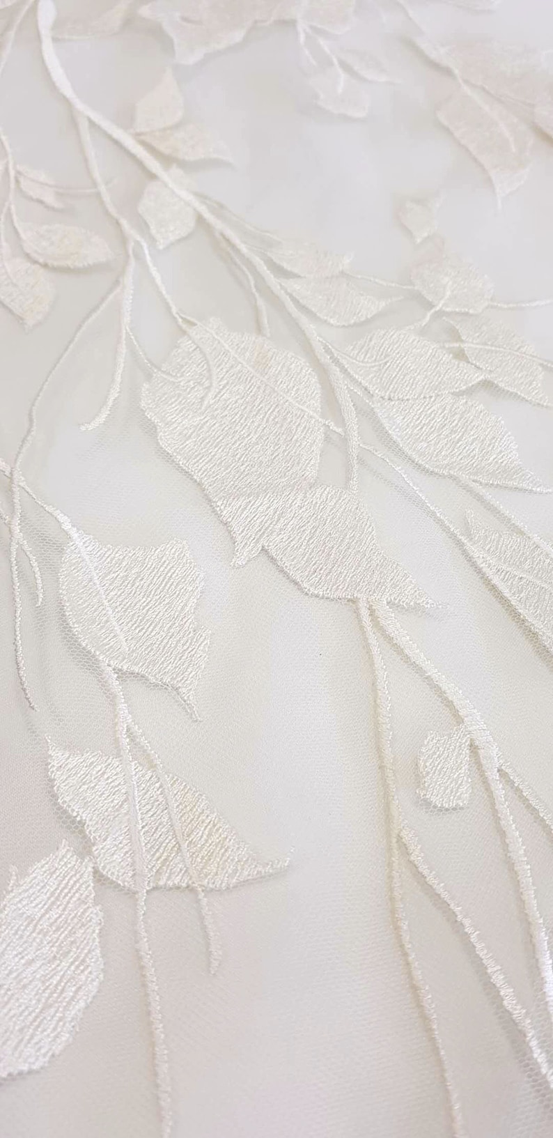 Ivory Wedding Embroidery Lace Fabric Romantic Bridal Lace Etsy