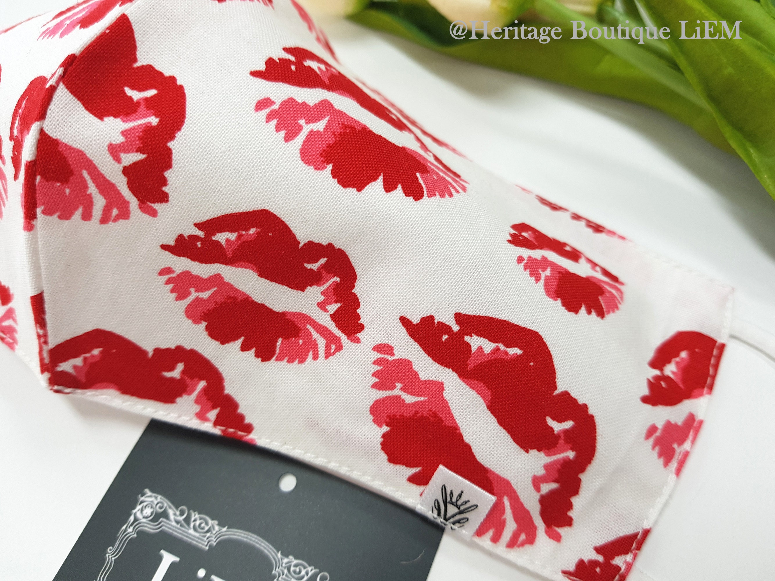 Unique Lips Face Mask with filter pocket Red lips face mask Etsy