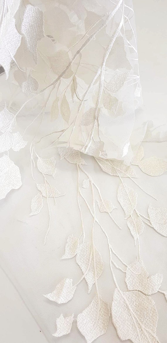 Ivory wedding embroidery lace fabric, Romantic bridal lace, Evening dress lace,High quality embroidery lace