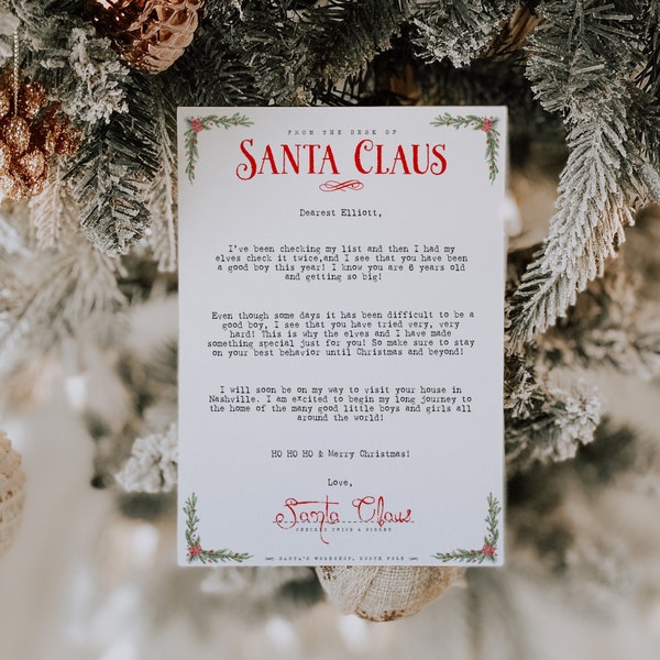 Custom Letter from Santa Template Printable, Santa Claus Letter Editable, Santa Stationery, Christmas Eve, Note from Santa, Stocking Stuffer