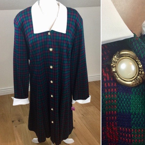 Vintage 80’s Queens Gambit Style Plaid Midi Dress