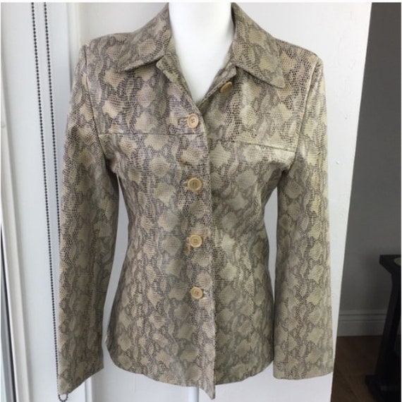 Italian Leather Jacket Python Snakeskin Print