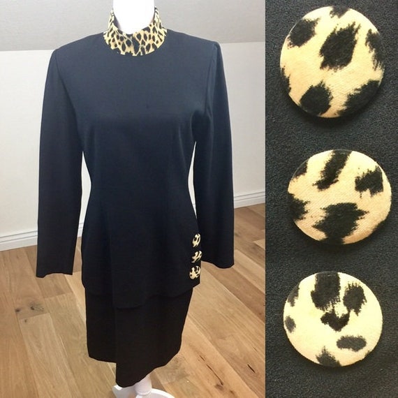 Vintage 90’s Depeche Mode Leopard Black Dress Size