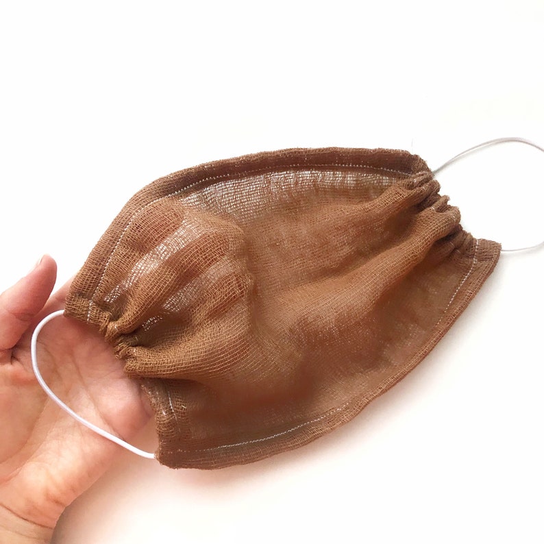 Brown Breathable Cheesecloth Mask Two Layer Face Cover Easy Etsy