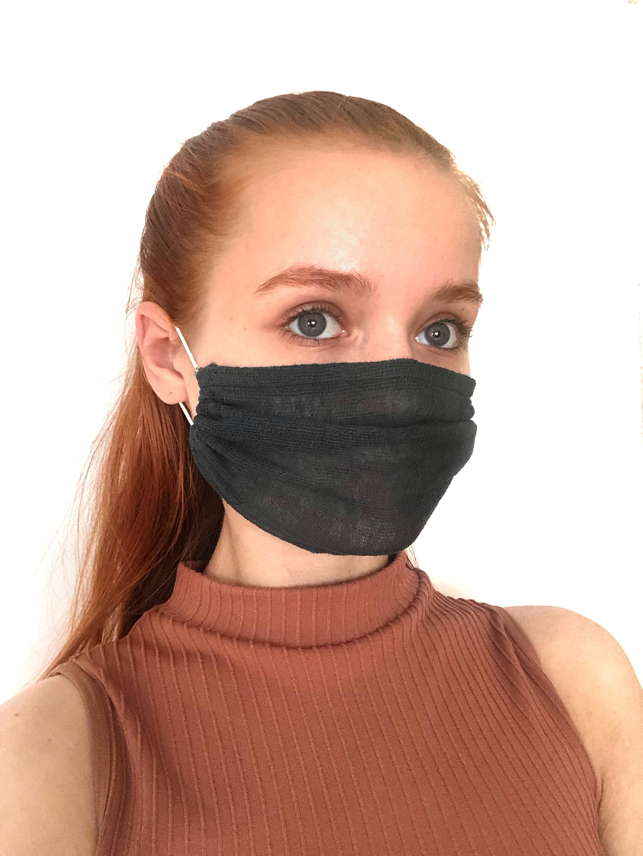 Charcoal cheesecloth mask Breathable face cover for summer Etsy