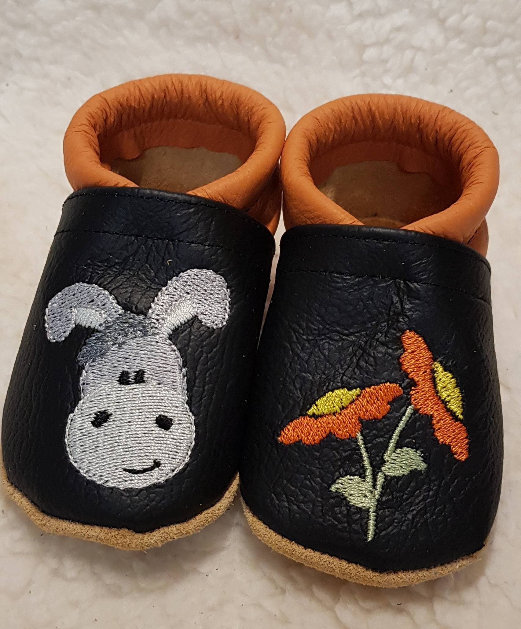 Leather slippers crawling shoes baby shoes slippers with name donkey flower  slippers