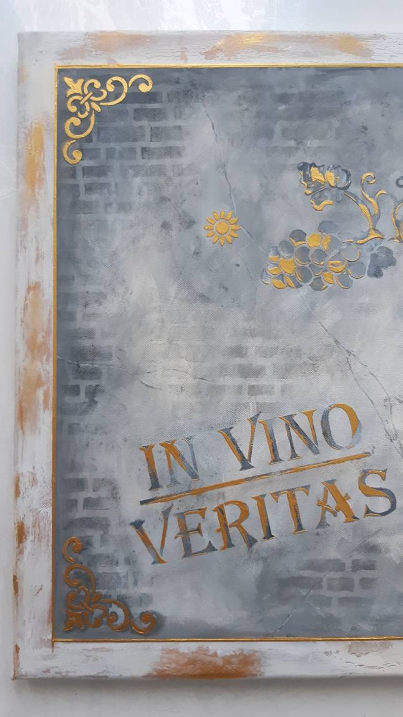 In vino veritas grand art mural vintage pop art peinture Etsy France