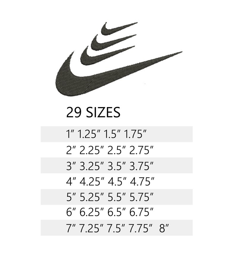 nike logo size in cm