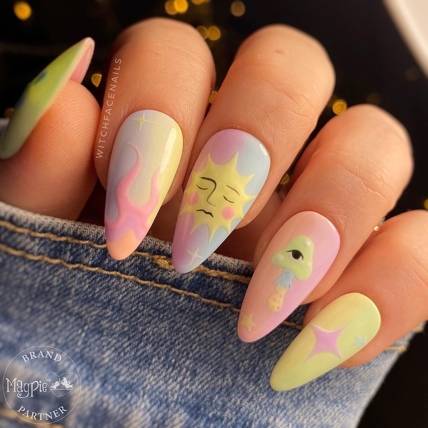 Press on nails, Pastel ombré nails, mushroom stick ons, glue on