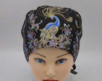 feathers scrub hat Peacock Euro Pixie