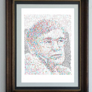 Stephen Hawking-poster, een portret van de theoretisch natuurkundige in de eerste 3000 cijfers van Pi, 100% handgemaakt, handgeschreven, handgetekend