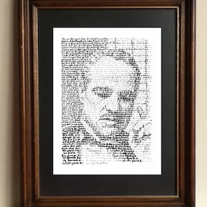 Der Pate Poster, Porträt des großen Marlon Brando in seiner ikonischen Rolle als Vito Corleone, mit Text aus Der Pate von Mario Puzo