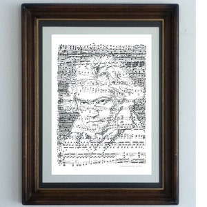 Ludwig van Beethoven portrait, handmade illustration of the brilliant composer