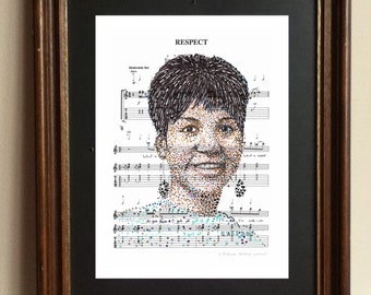 Aretha Franklin, a handmade portrait of the Queen of Soul