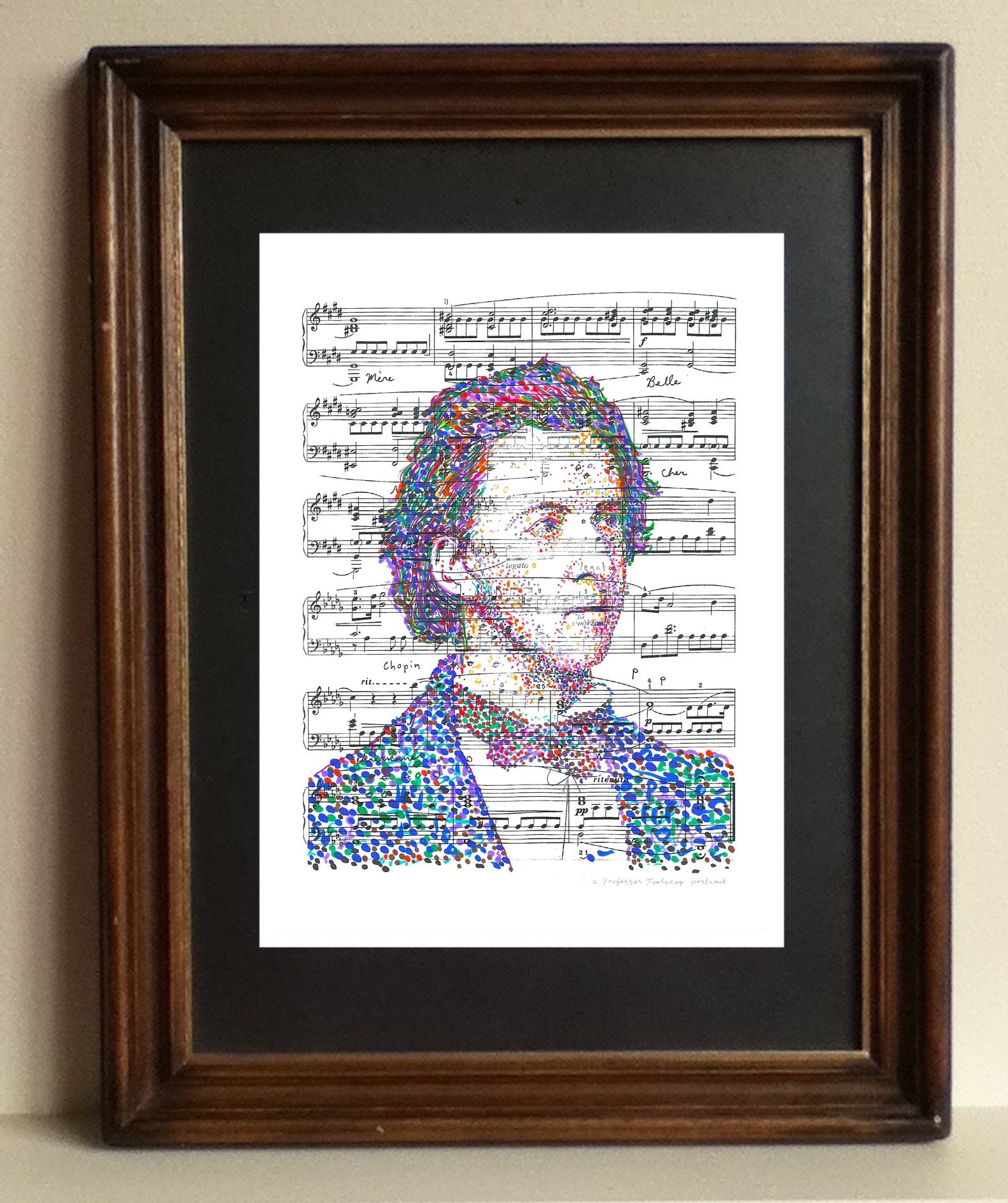 Chopin poster, a handmade portrait of the great composer Frédéric Chopin