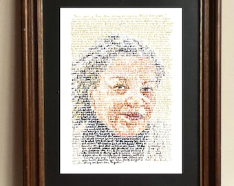 Toni Morrison poster, an illustrated portrait of the American writer in her own words with her 1993 Nobel Lecture
