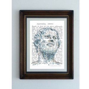 Aristotle poster, a portrait of the Greek philosopher founder of the Lyceum writer of Poetics, Politics, Physics, Metaphysics, Analytics etc